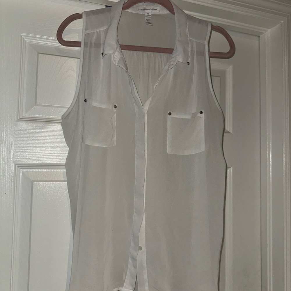 Ambiance White Sleeveless Blouse